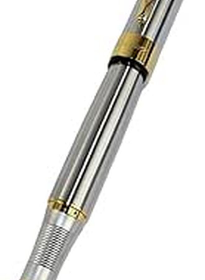 Glossy Silver Fountain Pen With Gold Trim Stainless Steel Alloy Medium Point Gift Pen - Image 1
