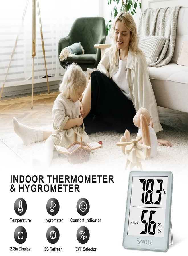 DOQAUS Digital Hygrometer Indoor Thermometer Humidity Gauge Room Thermometer with 5s Fast Refresh Accurate Temperature Humidity Monitor, Light Blue - Image 2