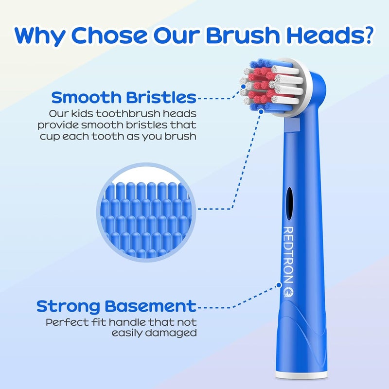 REDTRON 8 Pack Kids Toothbrush Heads for Oral B, Deep and Precise Cleaning Toothbrush Heads, Multi-Colourful Electric Brush Replacement Heads for Children - Image 4