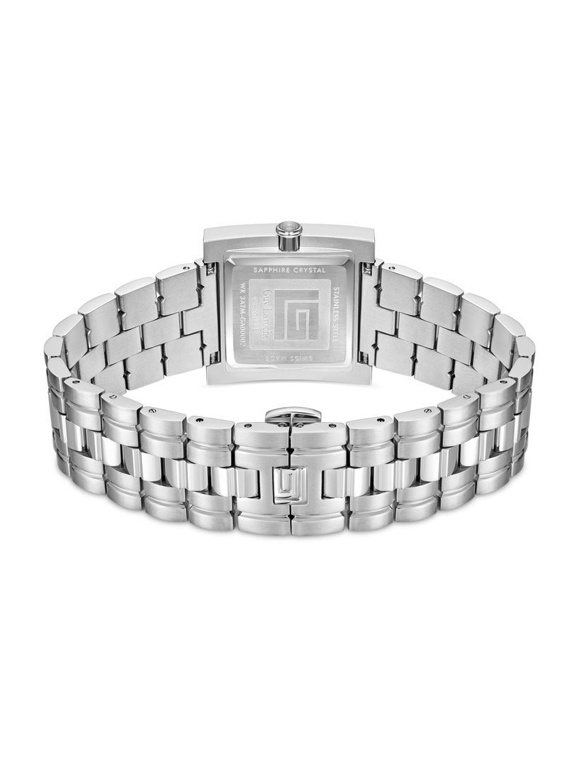 Guy Laroche ساعة كاميل للرجال 31 مم مصنوعة في سويسرا بقرص أزرق وسوار من الفولاذ المقاوم للصدأ - Image 4