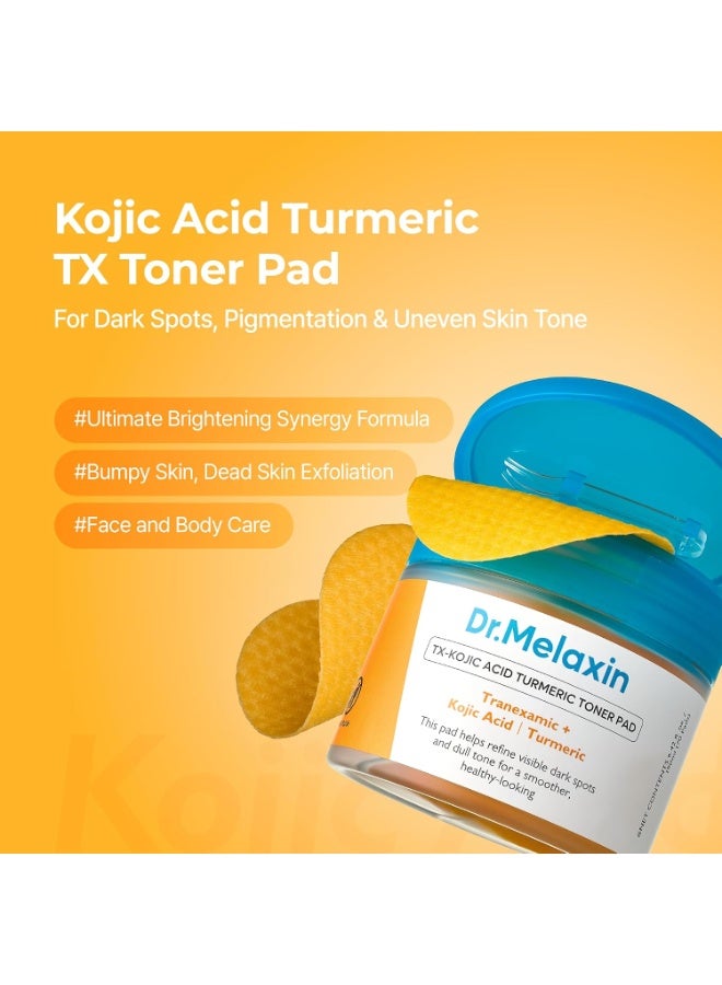 Dr.Melaxin TX Kojic Acid Turmeric Toner Pads, With Hyaluronic Acid, Brightening Toner Pads for Dark Spot & Uneven Tone Care, Gentle Keratin Care for Radiant Glowing Skin, Korean Skincare, 70 Pads - Image 2