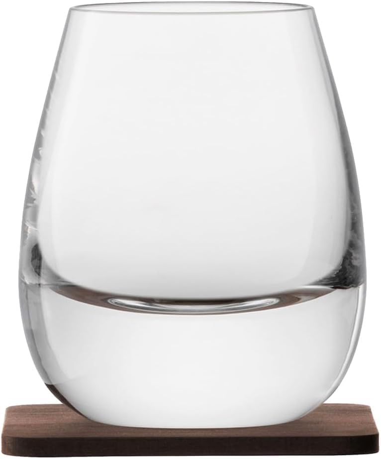 LSA Whisky Islay Tumbler Set OF 2 (250ml) with Walnut Wood Coasters, Made in Poland - Image 3