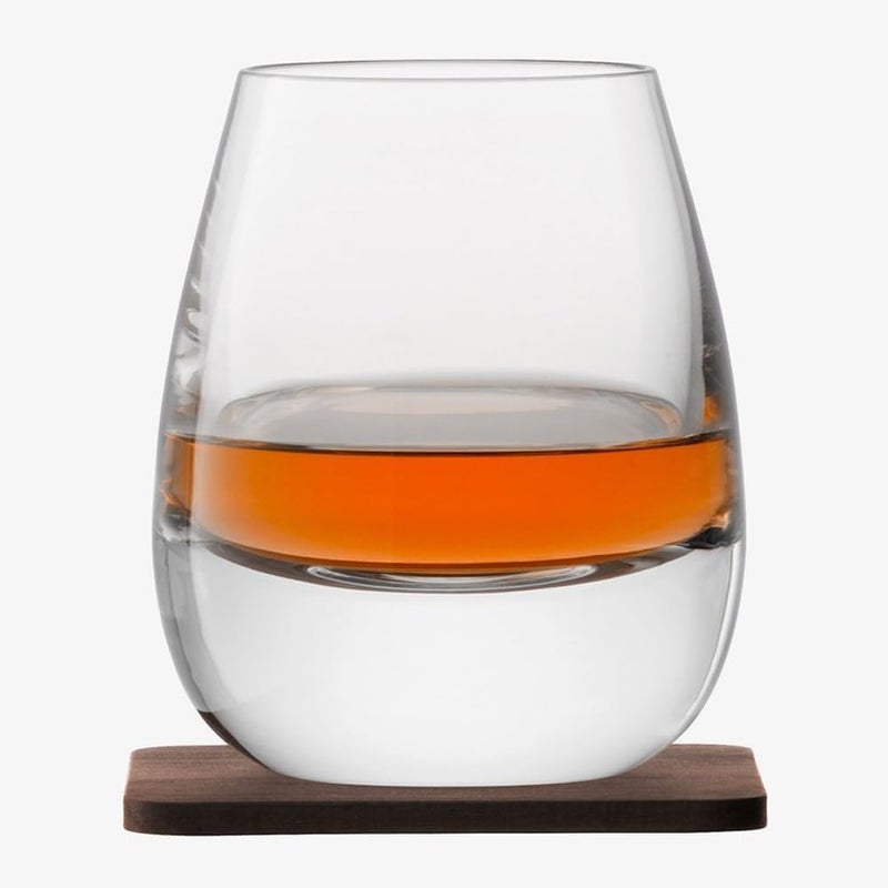 LSA Whisky Islay Tumbler Set OF 2 (250ml) with Walnut Wood Coasters, Made in Poland - Image 2