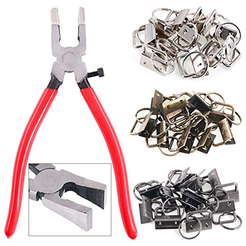 Swpeet 36 in 1 Set 25mm 3 Colors Key Fob Hardware with Key Fob Pliers Glass Running Pliers Studio Attachable Rubber Tips - Image 1
