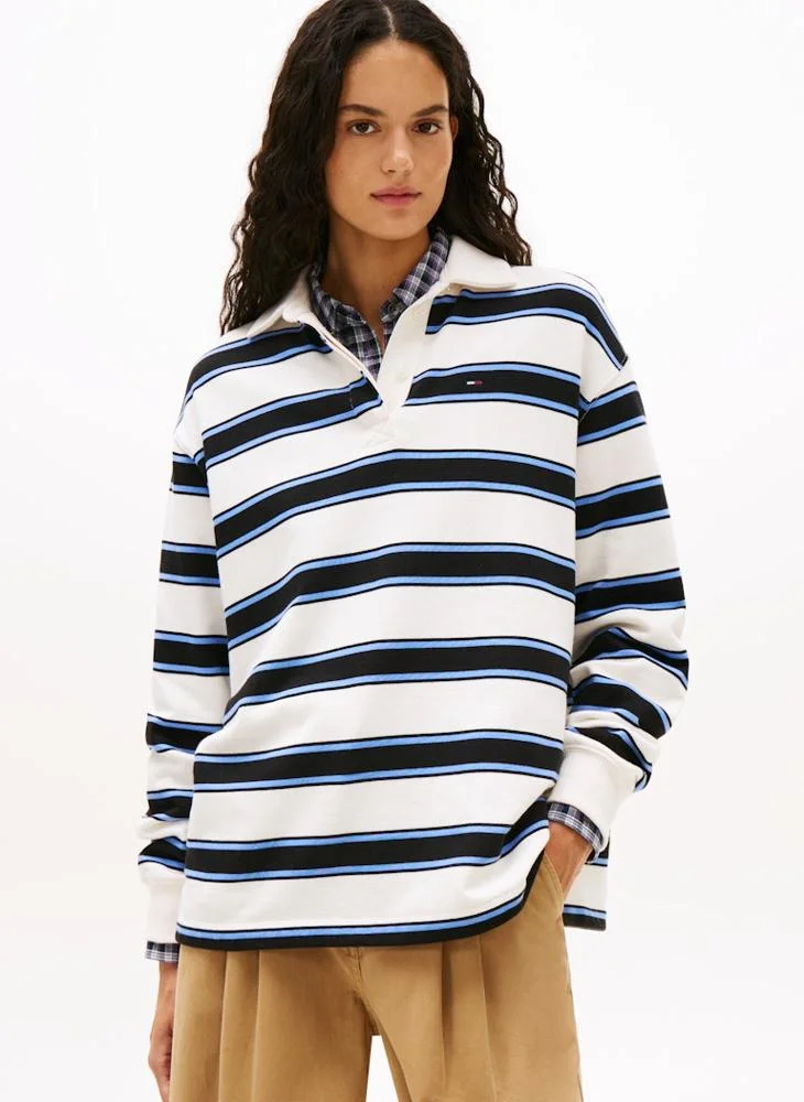 Striped Polo Sweatshirt