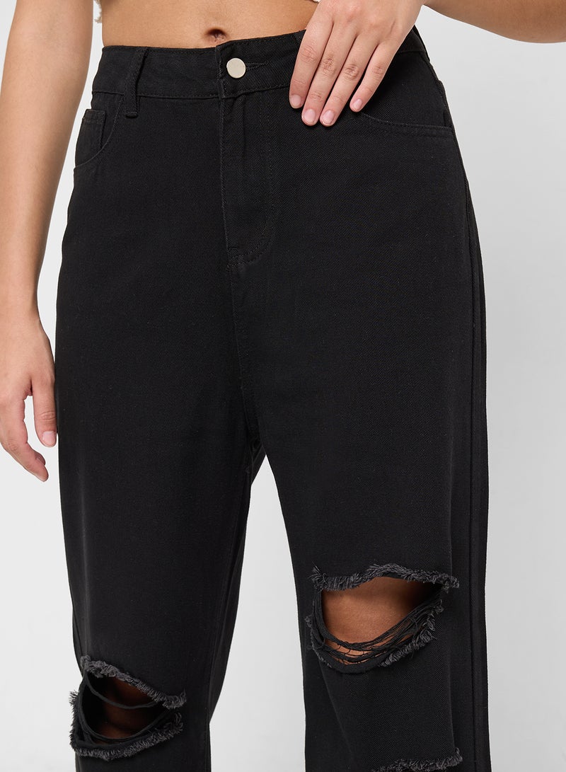 Ginger High Rise Distressed Straight Fit Jeans  - Image 4
