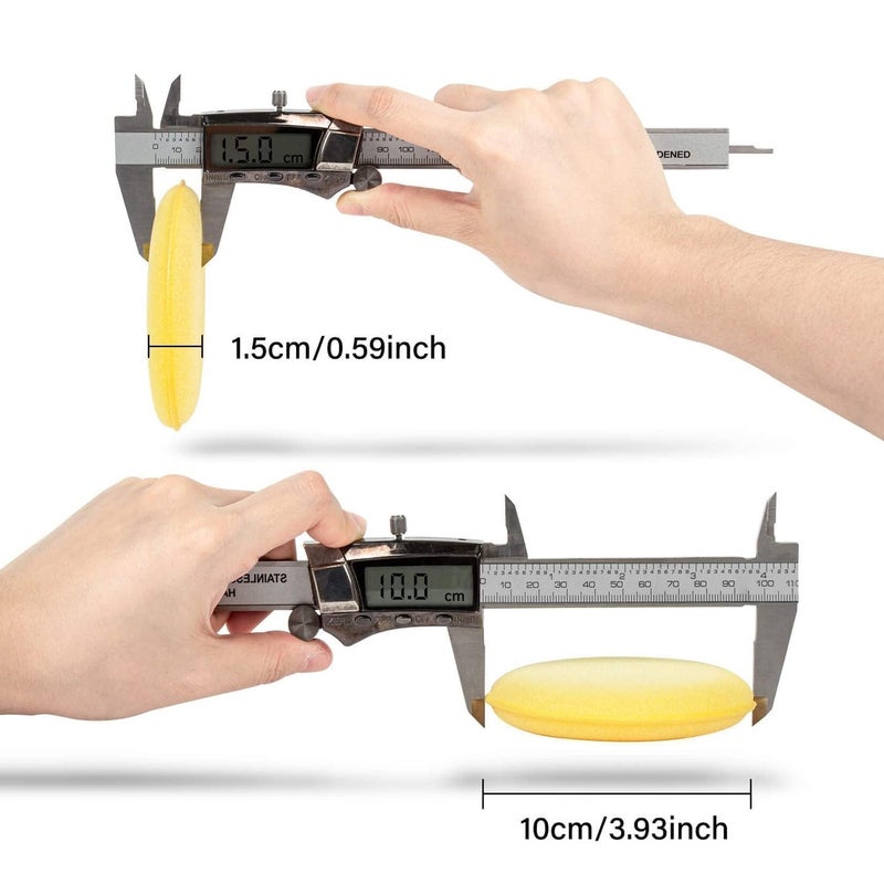 psler وسادات تطبيق شمع السيارات من Psler Foam مع تفاصيل إسفنجة تلميع دائرية بطول 4 إنش لوسادة شمع السيارة وسادة 24 عبوة صفراء - Image 2