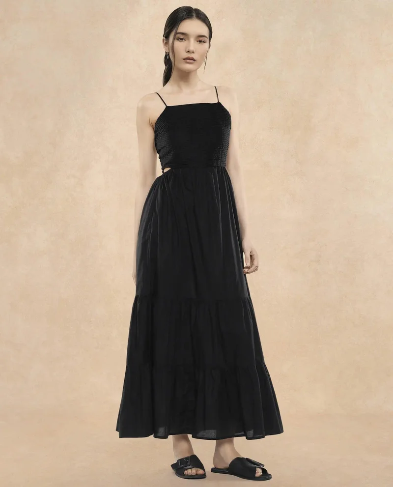 ريريزم Women's Maxi Tier Dress With Cut Out Detail