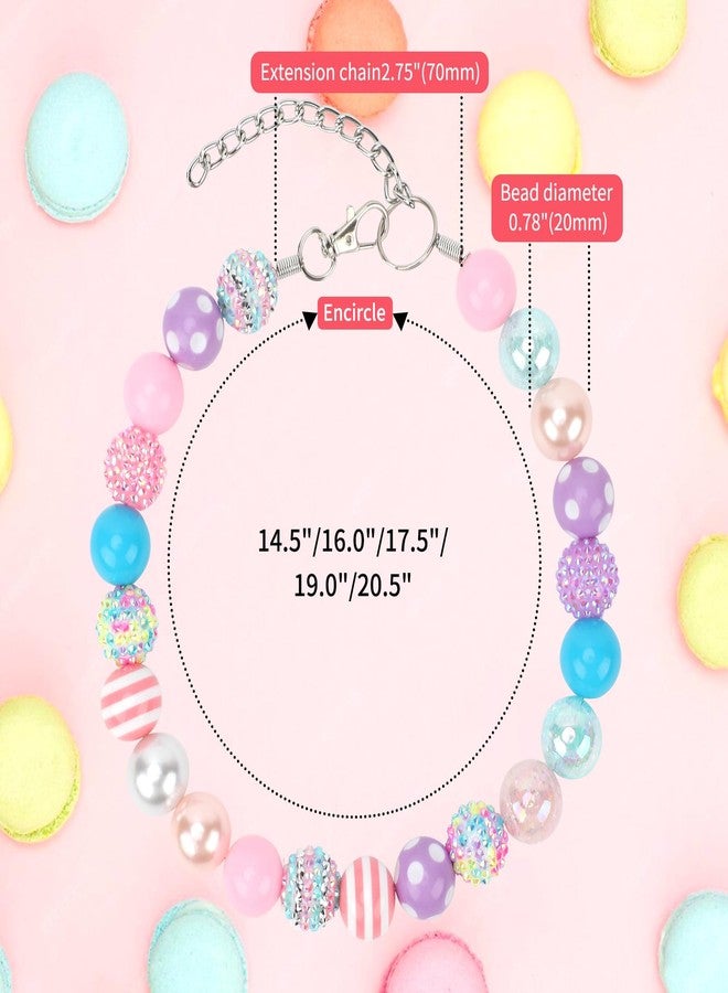 BWOGUE Adjustable Bubblegum Dog Collar Necklace - Sparkly Candy Color Beaded Pet Collar Jewelry for Medium Large Dogs, Party Accessory for Dogs Birthday & Valentine’s Day Gifts(M,14.5"-17.5") - Image 3