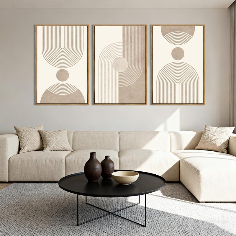 BINCUE Neutral Abstract Wall Art Beige Large Wall Decor Boho Mid Century Modern Artwork Art Print for Living Room Bedroom Office 24"x36" Set of 3 Gift - Image 5