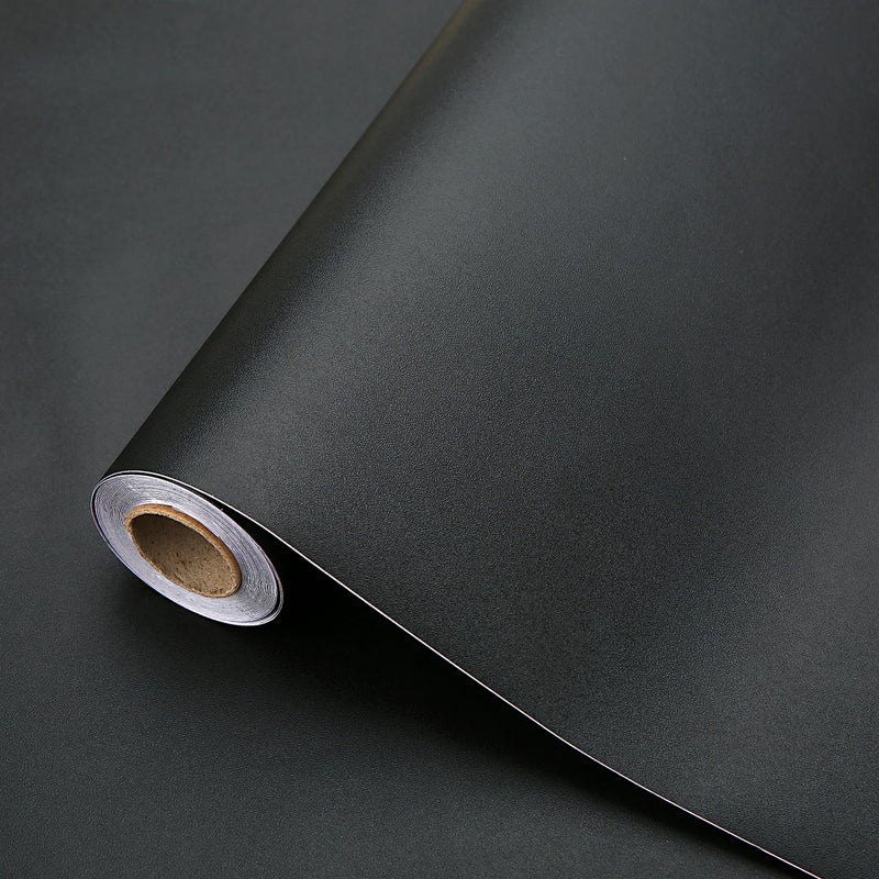 Dimcol Black Contact Paper 157x118 Peel and Stick Wallpaper Matte Black SelfAdhesive and Removable Decorative Contact Paper for CabinetsCountertopsShelve Wallpaper