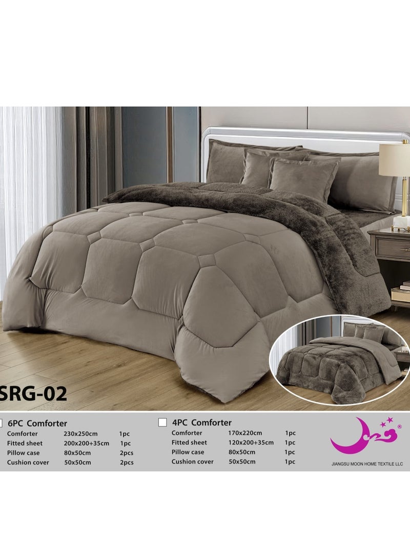 مون طقم غطاء لحاف من الألياف الدقيقة بحجم كينج لفصل الشتاء مكون من 6 قطع - Image 1