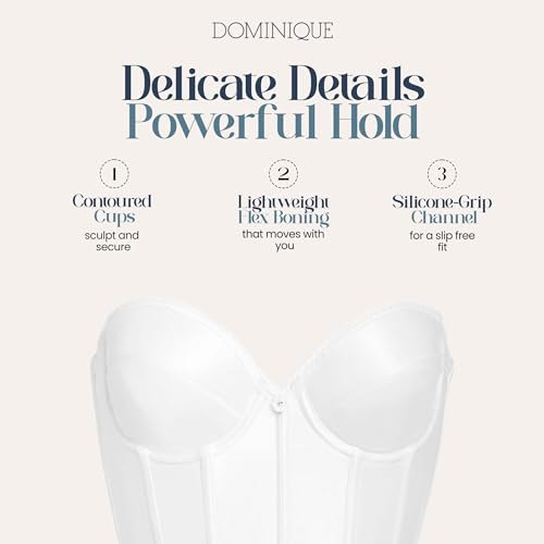 Dominique Rachelle Strapless Low Back Satin Longline Bridal Bra – Deep Plunge Corset (#7750) Lingerie for women - Image 2