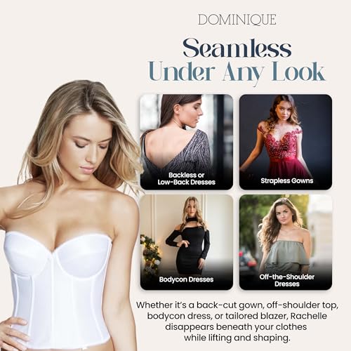 Dominique Rachelle Strapless Low Back Satin Longline Bridal Bra – Deep Plunge Corset (#7750) Lingerie for women - Image 5