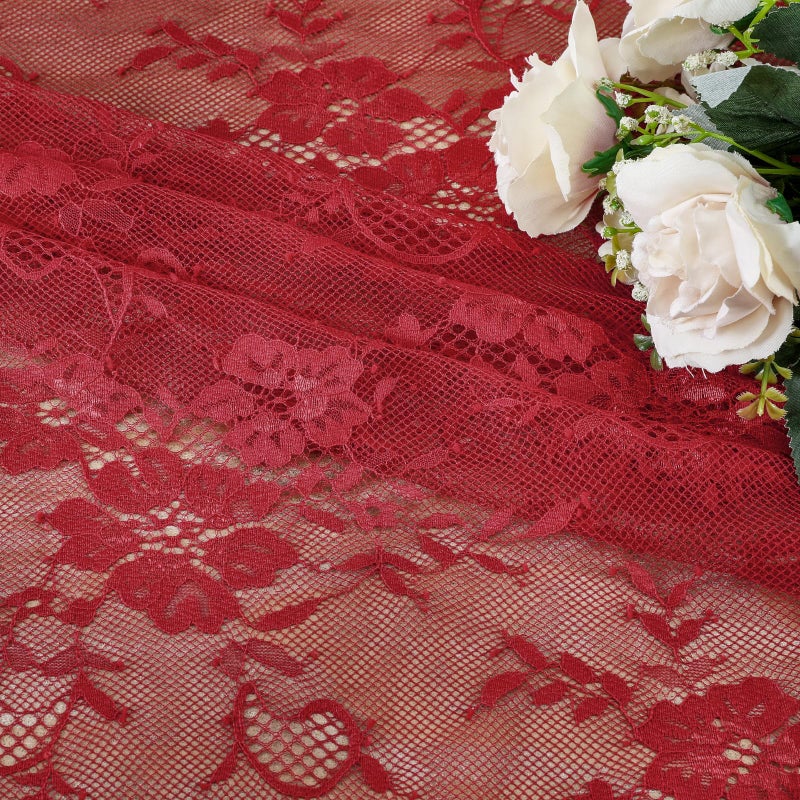 B.Cool B-COOL Red Vintage Lace Table Cloths 60x120 Inch Wedding Floral Tablecloth for Rectangle Tables Lace Fabric Rustic Christmas Party Decor - Image 5