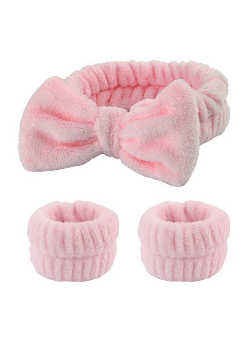 6PCS Makeup Headband and WristBand Set, Skincare Spa Headband for Washing Face（pink+gray） - Image 5