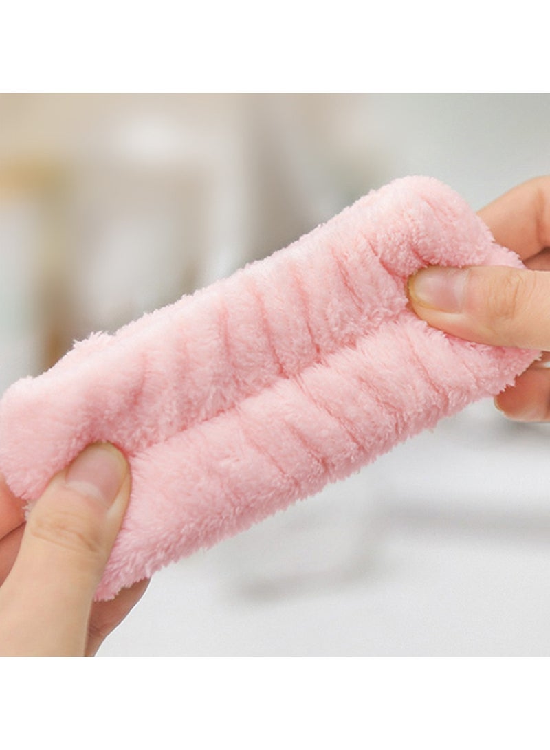 6PCS Makeup Headband and WristBand Set, Skincare Spa Headband for Washing Face（pink+gray） - Image 3