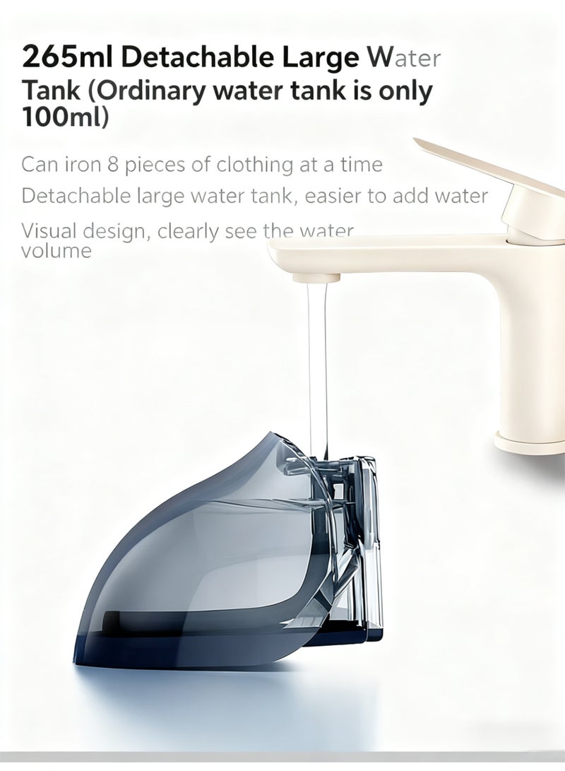 بيوينتي مكواة بخار يدوية بخزان 265 مل قابلة للإزالة، بقوة بخار 30 جم/دقيقة، و3 مستويات تضبط، مناسبة لجميع الأقمشة وللكي الأفقي والعمودي - Image 2