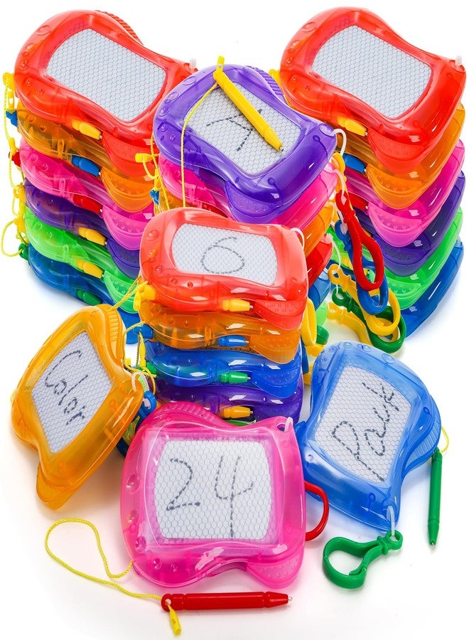Peohud 24 Pack Mini Magnetic Drawing Board, Bulk Erasable Doodle Sketch Writing Pad, Small Backpack Keychain Clip Board for Birthday Party Favors - Image 1