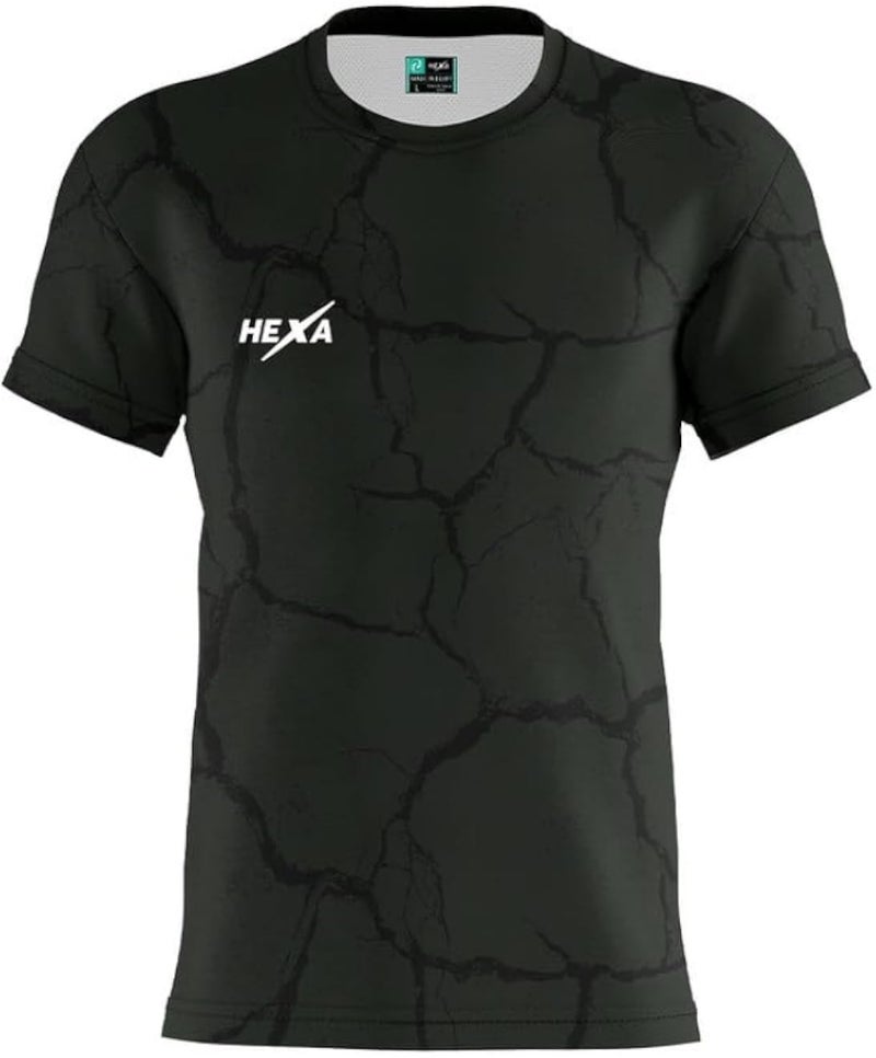 HEXA Hexa Sportswear Master 72 Performance T-Shirt for Men &amp; Women - Dry-Fit, Anti-Bacterial- Black - Size - XL 16000-Black- Size -XL