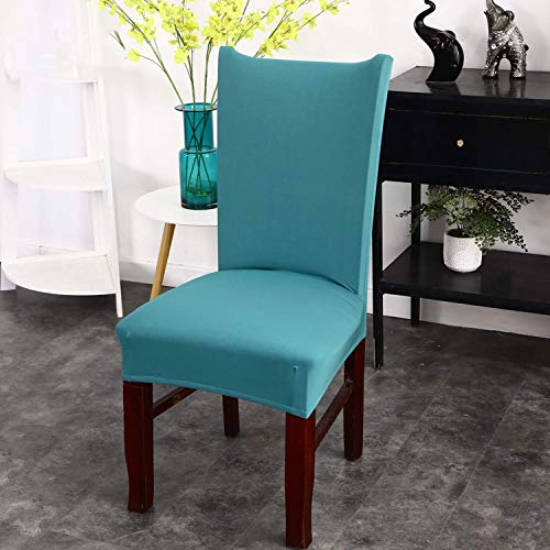 Styleys Polyester Spandex Chair Cover Stretch Removable Washable Short Dining Chair Cover Protector Seat Slipcover (Set of 6, Green, SD-39) - Image 2