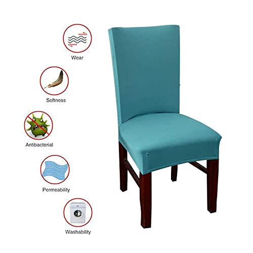 Styleys Polyester Spandex Chair Cover Stretch Removable Washable Short Dining Chair Cover Protector Seat Slipcover (Set of 6, Green, SD-39) - Image 4