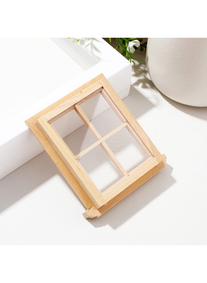 Toddmomy 2Pcs 1:12 Dollhouse Windowsminiature Wooden Windows Furniture Acessories Mini Wooden Window Scene Accessory For Craft Dollhouse Home Furniture - Image 4