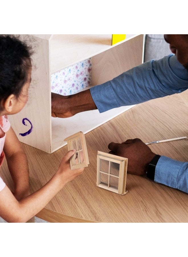 Toddmomy 2Pcs 1:12 Dollhouse Windowsminiature Wooden Windows Furniture Acessories Mini Wooden Window Scene Accessory For Craft Dollhouse Home Furniture - Image 2
