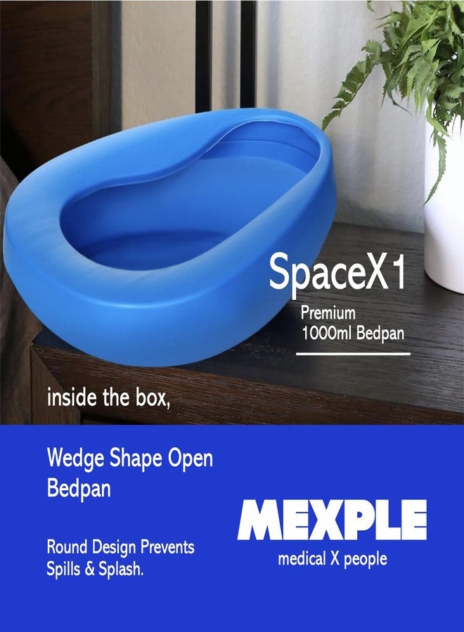 MEXPLE وعاء ميكسبل سبيس إكس 1 لكبار السن من الرجال والنساء | مصنوع من مادة البولي بروبيلين المتينة والقوية | سطح غير لاصق وسهل التنظيف | مناسب للمستشفيات والمنازل للمرضى البالغين طريحي الفراش - أزرق (1000 مل) - Image 2