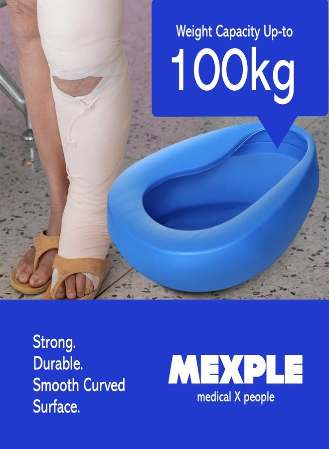 MEXPLE وعاء ميكسبل سبيس إكس 1 لكبار السن من الرجال والنساء | مصنوع من مادة البولي بروبيلين المتينة والقوية | سطح غير لاصق وسهل التنظيف | مناسب للمستشفيات والمنازل للمرضى البالغين طريحي الفراش - أزرق (1000 مل) - Image 3