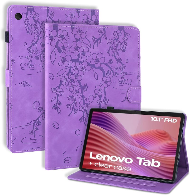 LSPCASA غلاف لـ Lenovo Tab مقاس 10.1 بوصة 2025 (TB-311FU / TB-311XU) حافظة قابلة للطي من جلد PU واقية لجهاز لوحي مع وظيفة حامل وفتحات بطاقات وحامل قلم لـ Lenovo Tab مقاس 10.1 بوصة - بنفسجي - Image 1