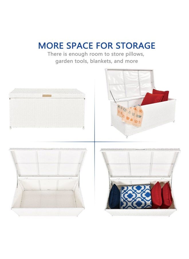 Jeco Outdoor 70 Gallon Wicker Deck Storage Box Color: White  - Image 4