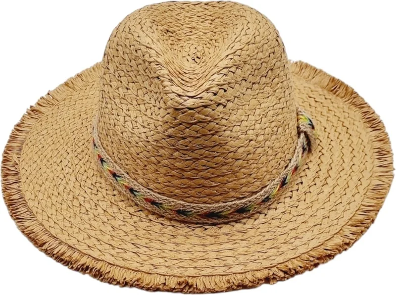 Tezzgelsin Summer Colorful Jute Rope Detailed Straw Fedora Hat