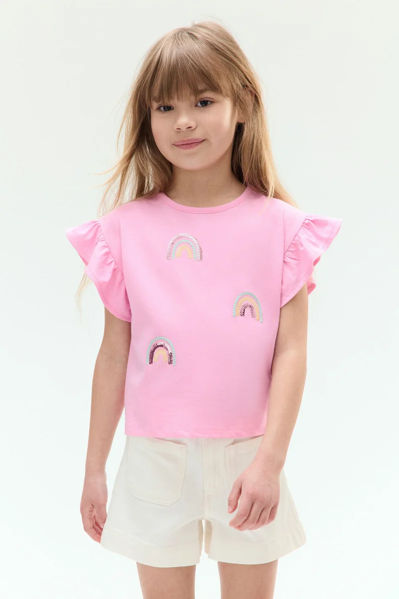 اتش اند ام بلوزة قطنية بترتر لامع