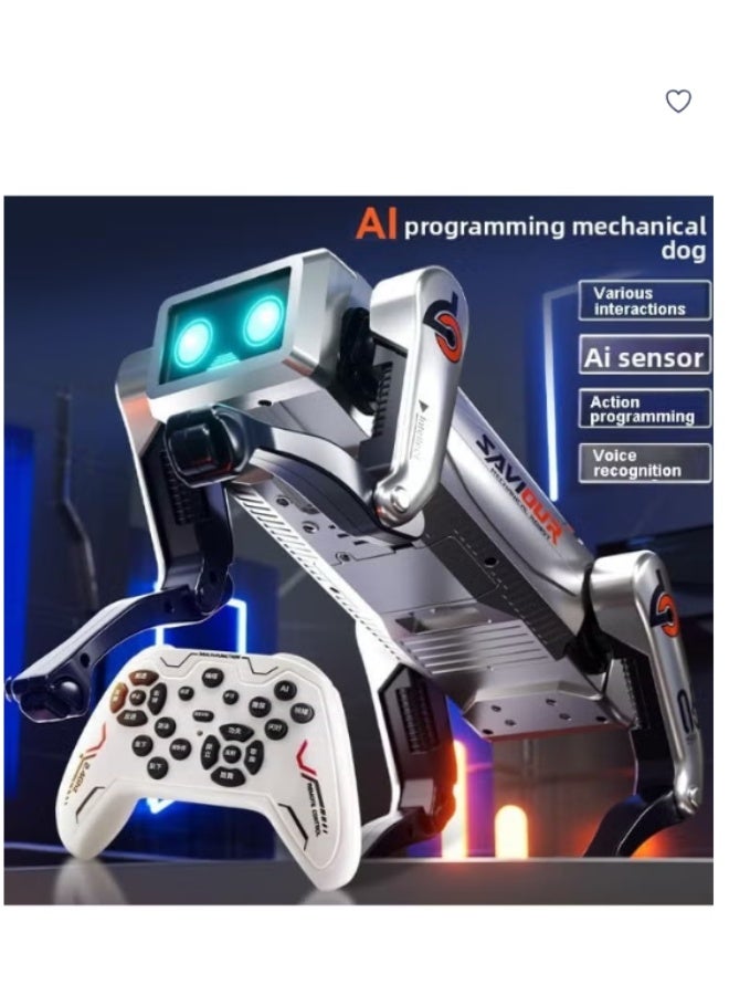 Robotic Dog with Remote Control, Interactive Pet Robot Toy, White and Black, LED Eyes, Programmable Movement, for Kids - Image 2