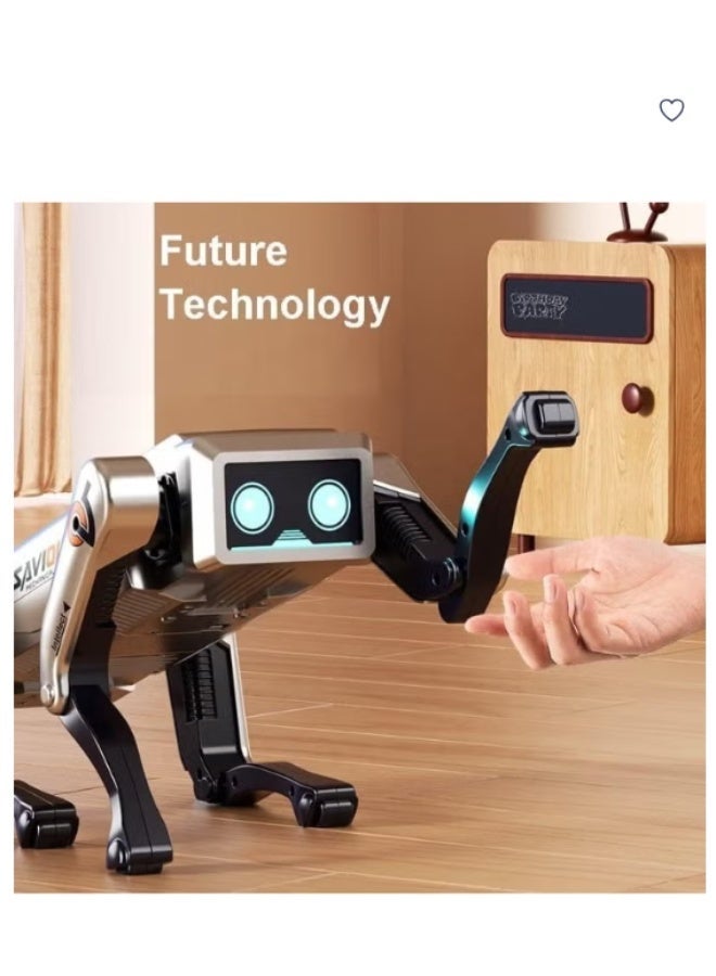 Robotic Dog with Remote Control, Interactive Pet Robot Toy, White and Black, LED Eyes, Programmable Movement, for Kids - Image 5