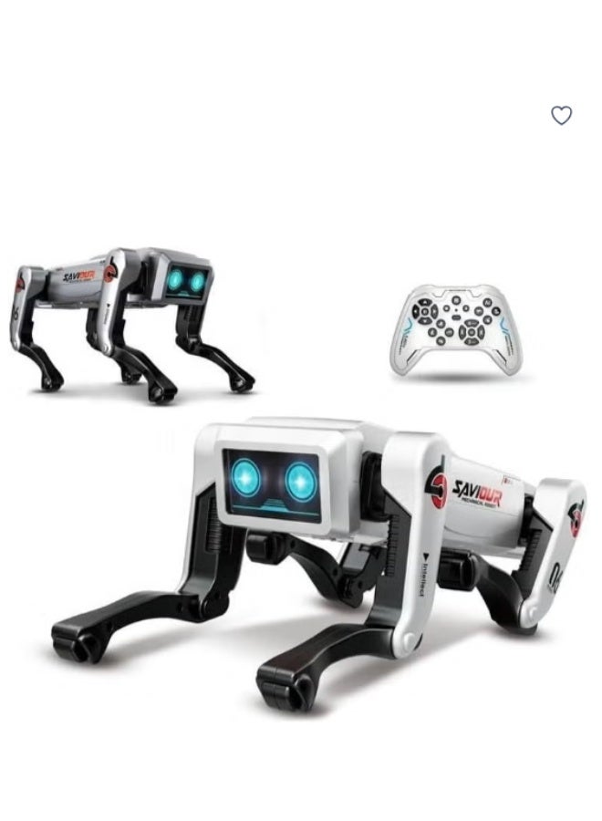 Robotic Dog with Remote Control, Interactive Pet Robot Toy, White and Black, LED Eyes, Programmable Movement, for Kids - Image 1