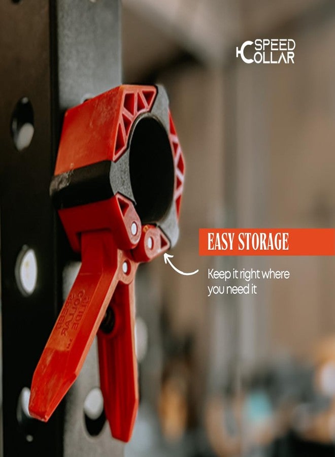 Speed Collar - Next Gen Barbell Clips for crossfitters, Max Weight Capacity, Optimized Bar Locks for Olympic & Power Lifting (Red, Set of 2 Clamps) - Image 4