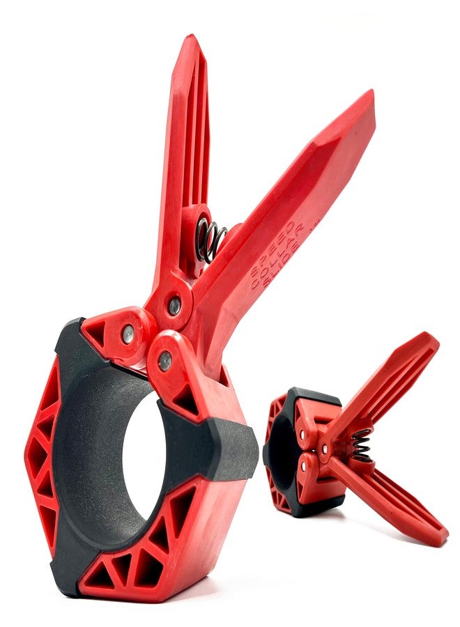 Speed Collar - Next Gen Barbell Clips for crossfitters, Max Weight Capacity, Optimized Bar Locks for Olympic & Power Lifting (Red, Set of 2 Clamps) - Image 1