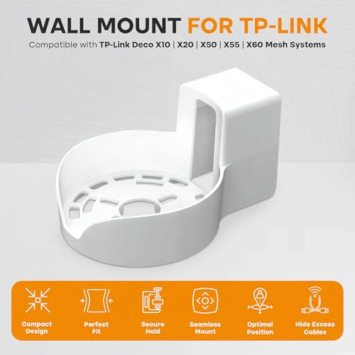 Bangcheer-Wall Mount for TP-Link, Deco X10 X20 X60 X50 X55 WiFi 6 Wall Mount Bracket with Cable Organizer Home Mesh WiFi System, Sturdy Bracket Holder Space Saving TP-Link Router Wall Holder(2Pack) - Image 5