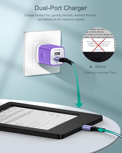 AILKIN Micro USB Charging Cable, 1 Pack 6FT Android Charger Cord Nylon Braided Fast Charging Cable Compatible Galaxy S6 S7 Edge,Kindle,Android & Windows Smartphones, PS4 and More-Purple - Image 3