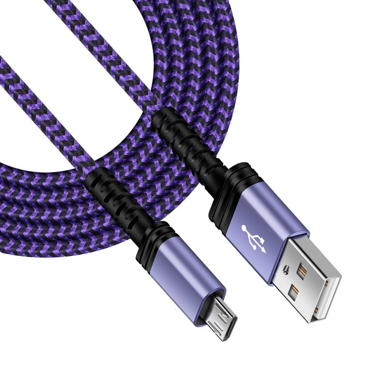 AILKIN Micro USB Charging Cable, 1 Pack 6FT Android Charger Cord Nylon Braided Fast Charging Cable Compatible Galaxy S6 S7 Edge,Kindle,Android & Windows Smartphones, PS4 and More-Purple - Image 1