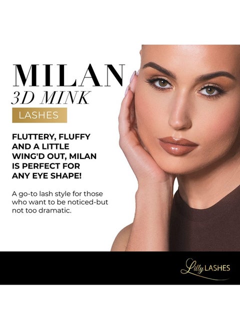 Milan 3D Mink Lashes - Mink Eyelashes, The Original Lilly Lash, Wispy Lashes Natural Look, Reusable Eyelashes Up To 25X, Fluffy Eyelashes, Strip Lashes - Lash Glue Not Included