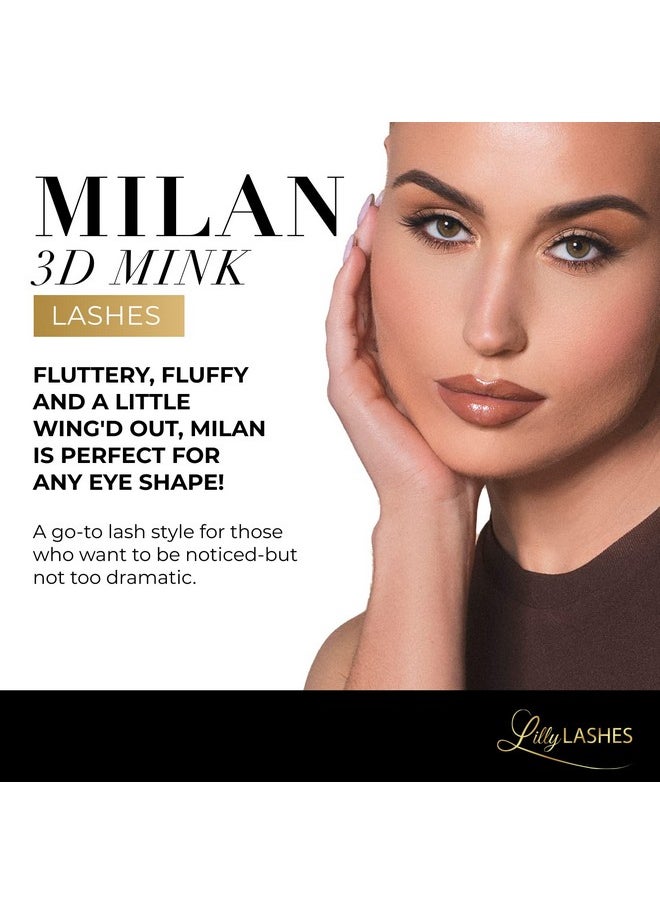 Lilly Lashes - Milan 3D Mink Lashes - Mink Eyelashes, The Original Lilly Lash, Wispy Lashes Natural Look, Reusable Eyelashes Up To 25X, Fluffy Eyelashes, Strip Lashes - Lash Glue Not Included - Image 1