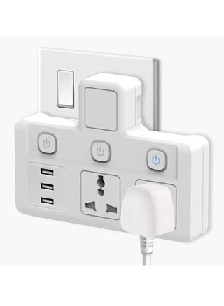 Tycom Power Adaptor Multi Plug Extension with 3 USB ، Extender Wall Charger Socket 2 way متعددة محول مأخذ كهربائي ، محطة شحن للمنزل والمكتب （2 Way 3 USB） - pzsku/ZD28E03A987F64DC64153Z/45/1750324909/f2bc7b5e-d5e2-4152-a562-aaba8b4f11f0