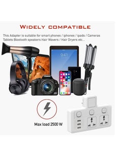 TYCOM Tycom Power Adapter Multi Plug Extension with 3 USB , Extender Wall Charger Socket 2 Way Multiple Electrical Outlet Adaptor, Charging Station for Home, Office （2 Way 3 USB）  - Image 4