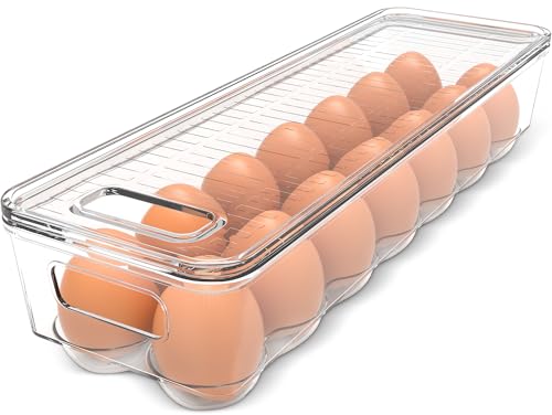 Utopia Home Egg Container With Lid and Handle for Refrigerator - Pack of 1 - Clear Stackable Egg Holder for Kitchen Storage and organization - Image 1