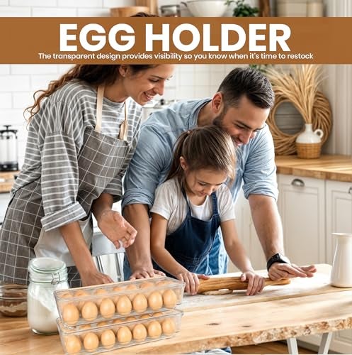 Utopia Home Egg Container With Lid and Handle for Refrigerator - Pack of 1 - Clear Stackable Egg Holder for Kitchen Storage and organization - Image 3