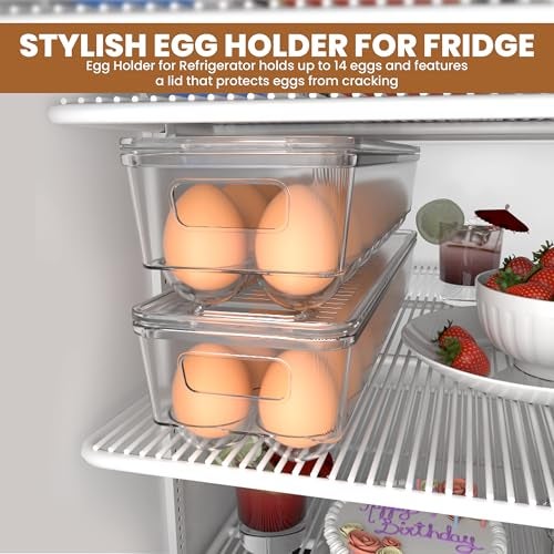Utopia Home Egg Container With Lid and Handle for Refrigerator - Pack of 1 - Clear Stackable Egg Holder for Kitchen Storage and organization - Image 5