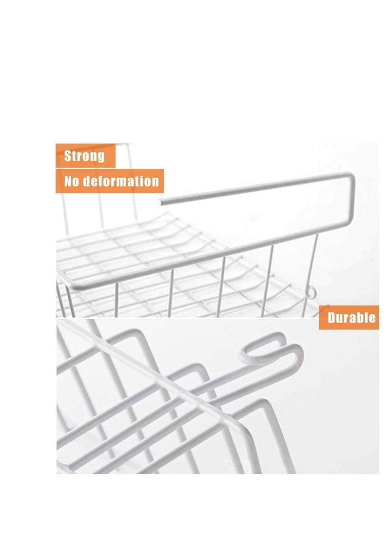 MARKQ Hanging Under Shelf Storage Basket, Small Wire Basket Space Saving Organizer for Kitchen Office Bathroom Cupboard Pantry Cabinet Bookshelf, White  - Image 2